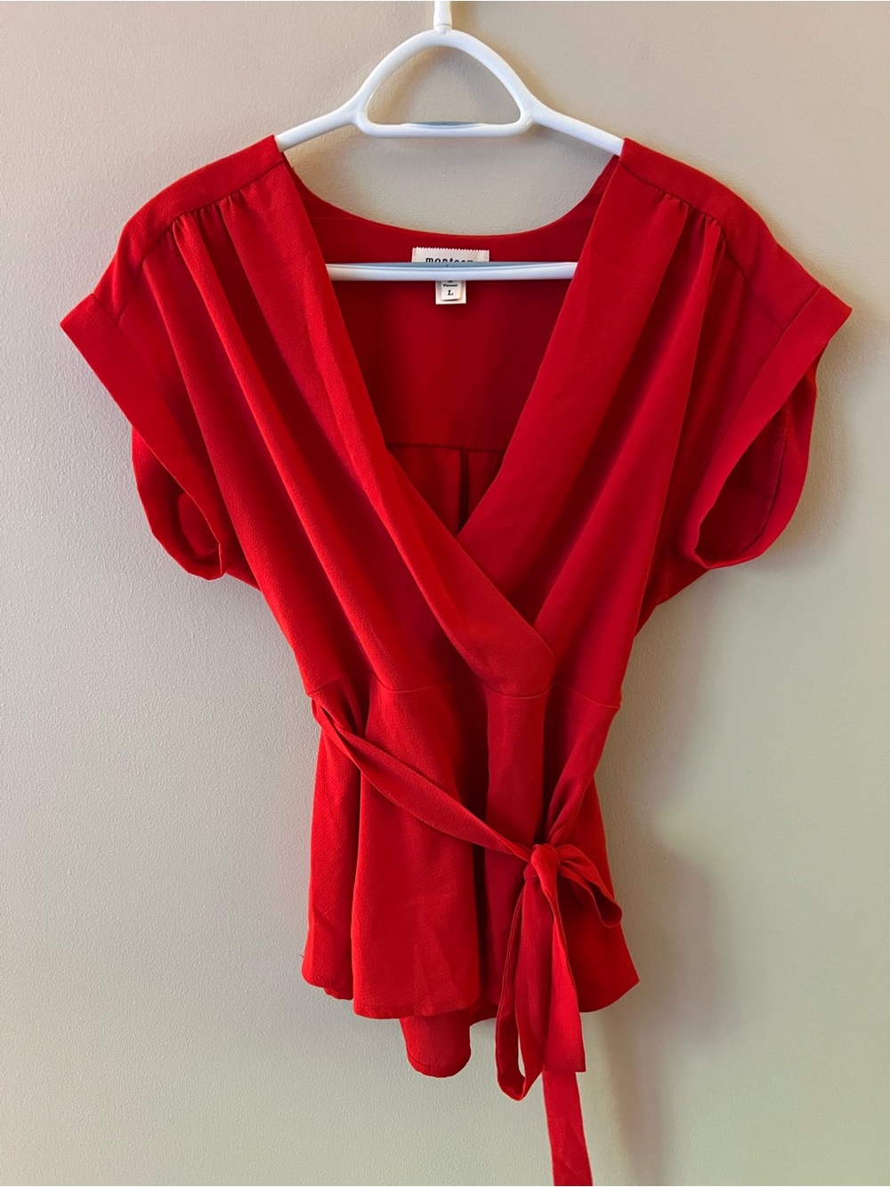 Wrap-Front Red Women's Top
